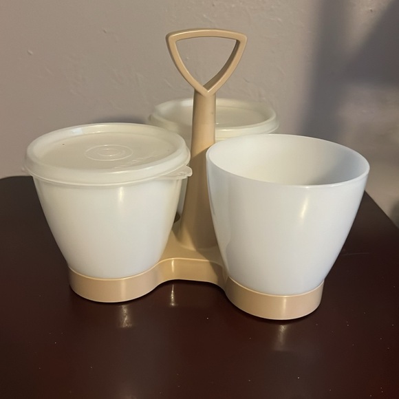 Vintage Tupperware Condiment server with 3 cups and Caddy - Picture 2 of 4
